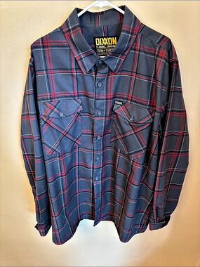 DIXON Flannel Company Plaid Button Down Gray & Red Like New
